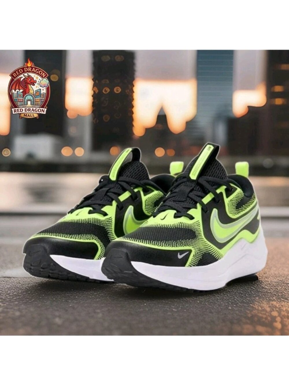 Nike Cosmic Runner Shoes Black Yellow HM4402-005 - Size 6Y